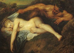 Ninfa e Sátiro, também conhecido como Júpiter e Antíope, detalhe
